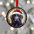 Flat Coated Retriever in Santa Hat Suncatcher Decoration